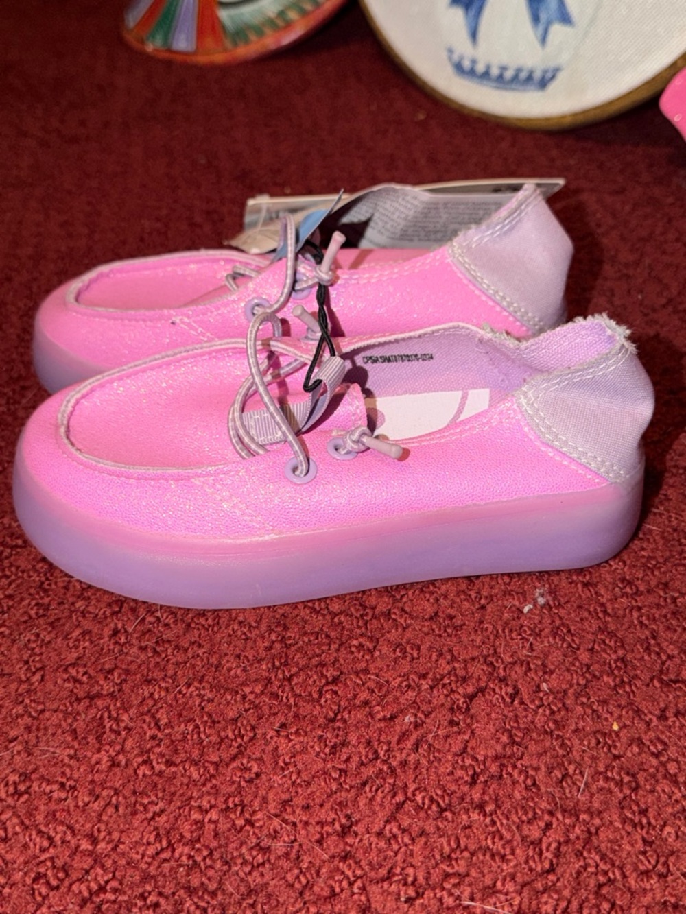 Kids Pink Slip-On Lace-Style Canvas Sneakers